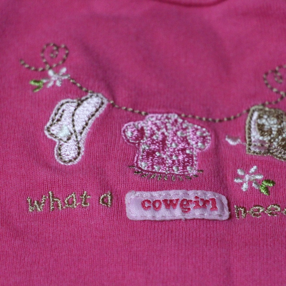 Short sleeve onesie and pants pink - cowgirl
